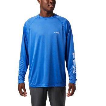 Columbia Muške Majice S Kapuljačom - PFG Terminal Tackle Long Sleeve Tall Plave Sive | HTCS-61085